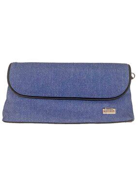 Irish MUCROS WEAVERS Blue Herringbone Wool Tweed Long Clutch Bag